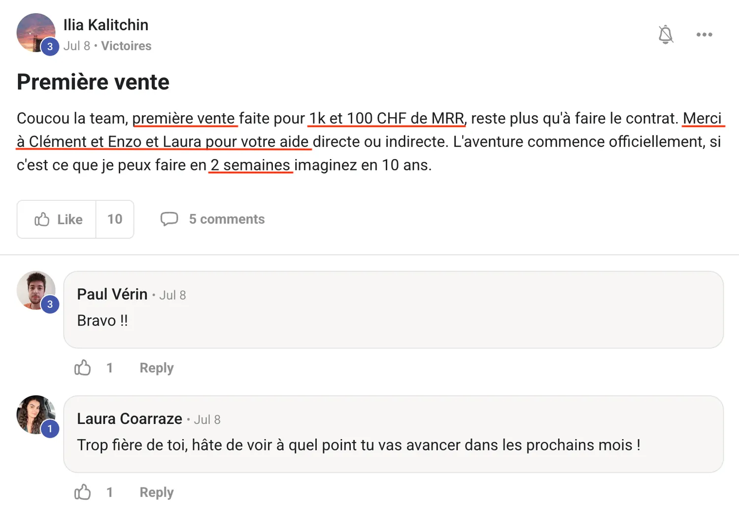 Ilia Kalitchin — première vente à 1 000 € + MRR