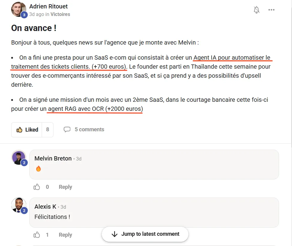 Adrien Ritouet — agent IA vendu 700 €, mission RAG à 2 000 €