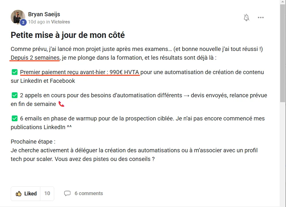 Bryan Saeijs — premier paiement de 990 € en 2 semaines