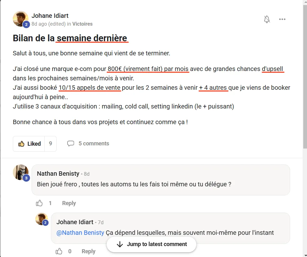 Johane Idiart — marque e-commerce closée à 800 €/mois