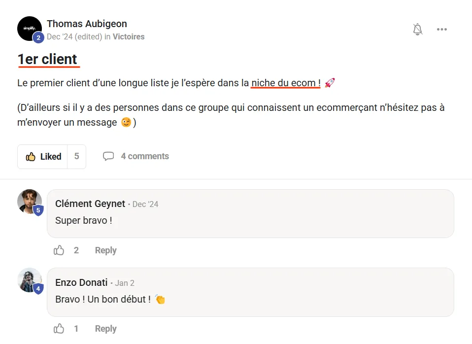 Thomas Aubigeon — premier client dans le e-commerce