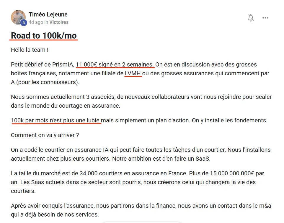 Timéo Lejeune — PrismIA : 11 000 € signés en 2 semaines