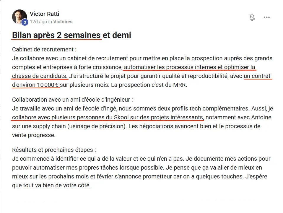 Victor Ratti — contrat d’environ 10 000 € sur plusieurs mois
